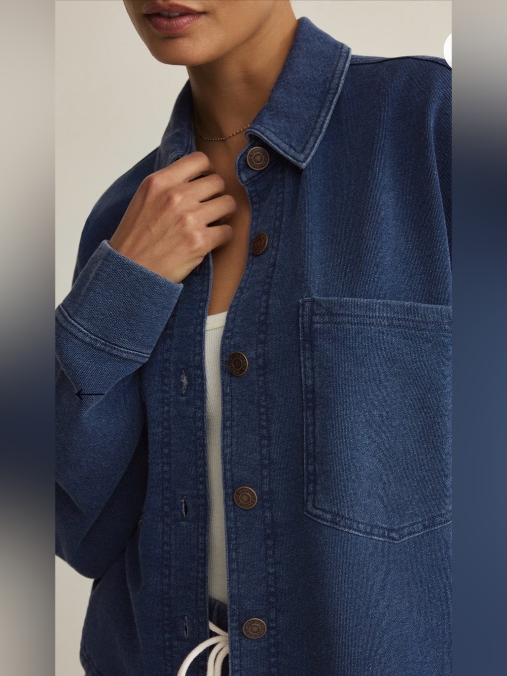 Z Supply All Day Cropped Knit Denim Jacket - Picture 3 of 9
